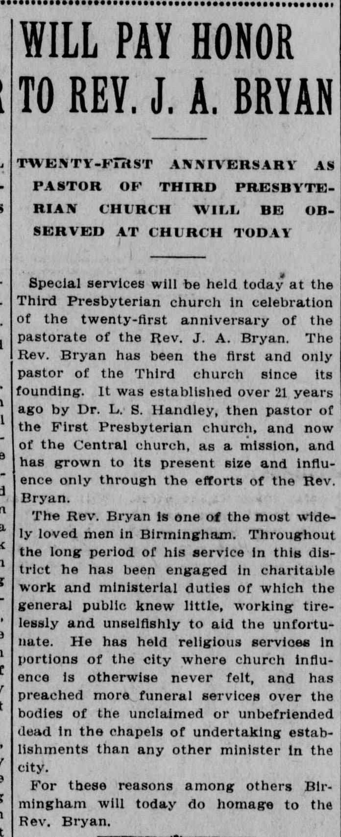 Will Pay Honor to Rev. J.A. Bryan